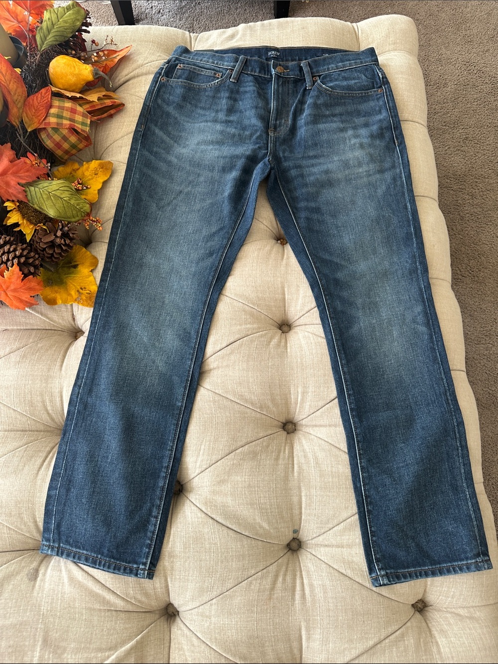 J. Crew Men's Dark Blue Straight-Leg Jeans
